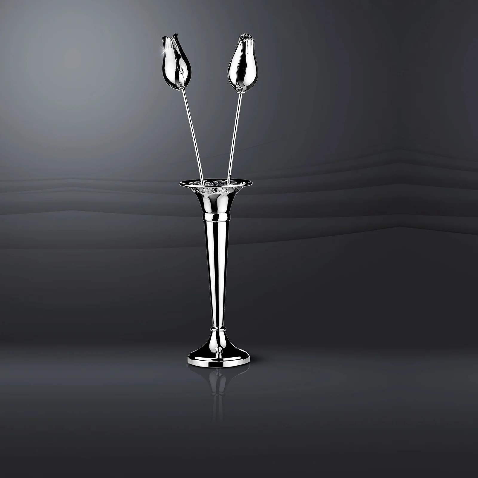 Silverware Fish Chased Flower Vase (With round base) FV-108 Cooke & Kelvey